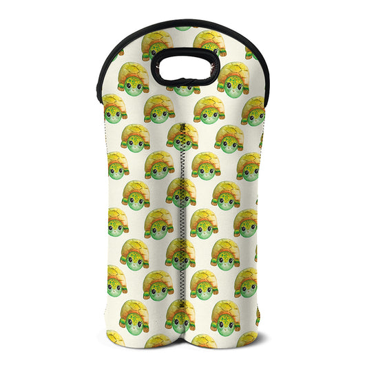 Watercolor Turtle Pattern Print Double Neoprene Wine Tote
