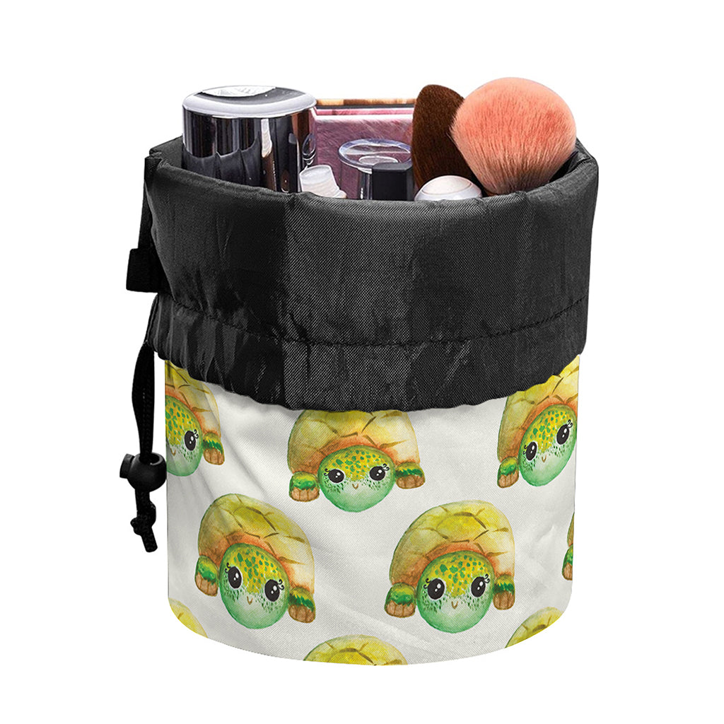 Watercolor Turtle Pattern Print Drawstring Makeup Bag