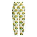 Watercolor Turtle Pattern Print Fleece Lined Knit Pants