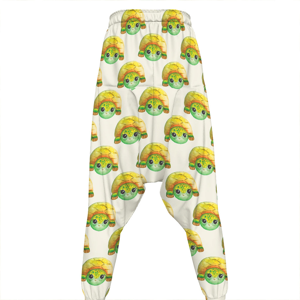 Watercolor Turtle Pattern Print Hammer Pants