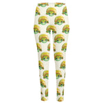 Watercolor Turtle Pattern Print High-Waisted Pocket Leggings