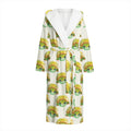 Watercolor Turtle Pattern Print Hooded Bathrobe