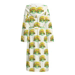 Watercolor Turtle Pattern Print Hooded Bathrobe