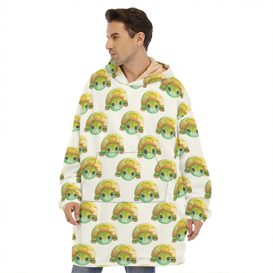 Watercolor Turtle Pattern Print Hoodie Blanket