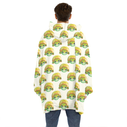 Watercolor Turtle Pattern Print Hoodie Blanket