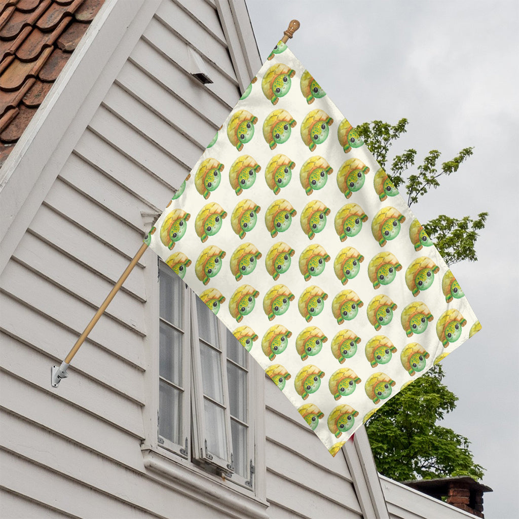 Watercolor Turtle Pattern Print House Flag