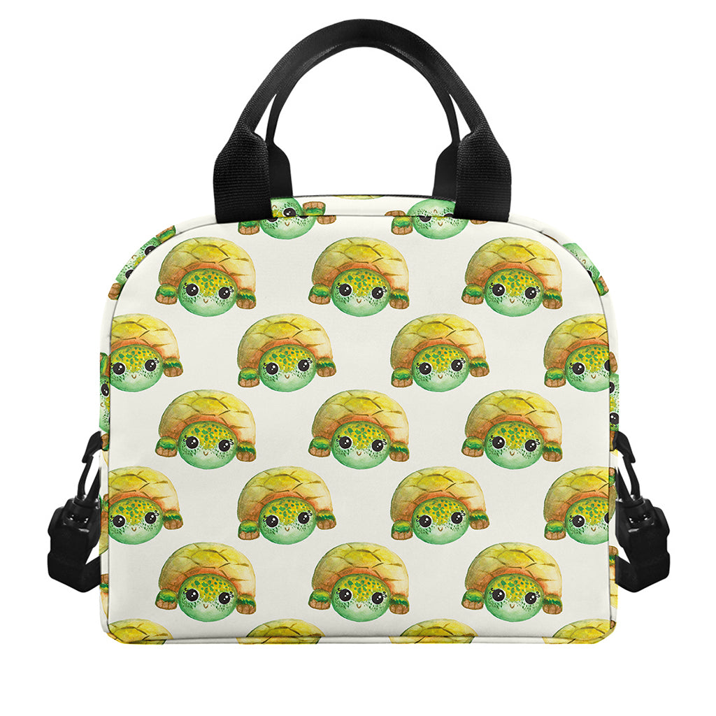 Watercolor Turtle Pattern Print Insulated Lunch Bag