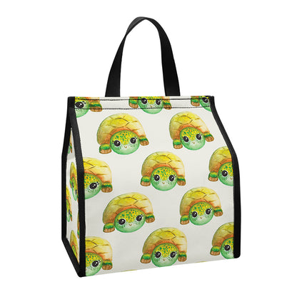 Watercolor Turtle Pattern Print Insulated Lunch Tote