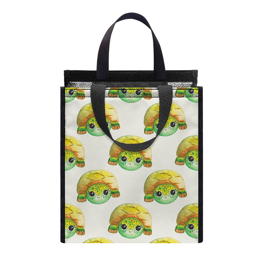 Watercolor Turtle Pattern Print Insulated Lunch Tote