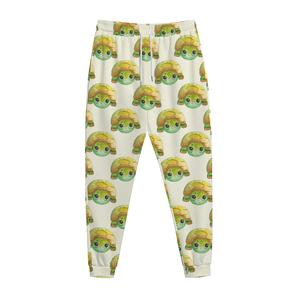 Watercolor Turtle Pattern Print Jogger Pants