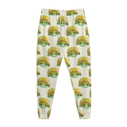 Watercolor Turtle Pattern Print Jogger Pants