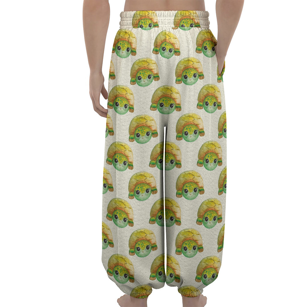 Watercolor Turtle Pattern Print Lantern Pants