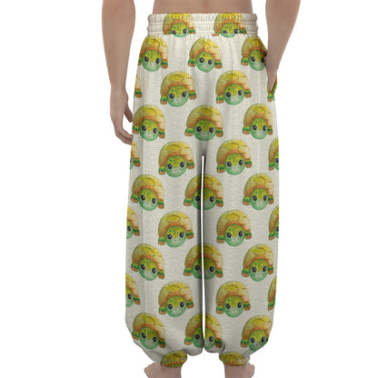 Watercolor Turtle Pattern Print Lantern Pants