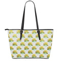 Watercolor Turtle Pattern Print Leather Tote Bag With Zipper