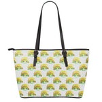 Watercolor Turtle Pattern Print Leather Tote Bag