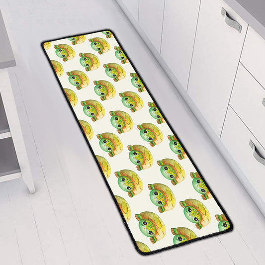 Watercolor Turtle Pattern Print Long Kitchen Mat