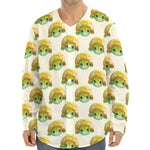 Watercolor Turtle Pattern Print Long Sleeve Baseball Jersey