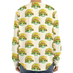 Watercolor Turtle Pattern Print Long Sleeve Baseball Jersey