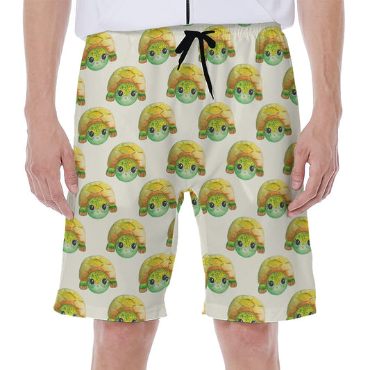 Watercolor Turtle Pattern Print Men's Beach Shorts