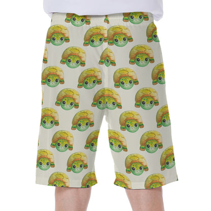 Watercolor Turtle Pattern Print Men's Beach Shorts