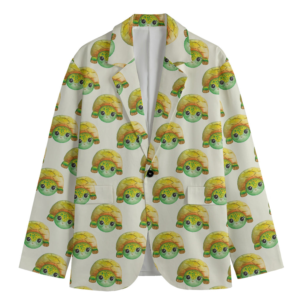 Watercolor Turtle Pattern Print Men's Blazer