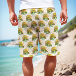 Watercolor Turtle Pattern Print Men's Cargo Shorts