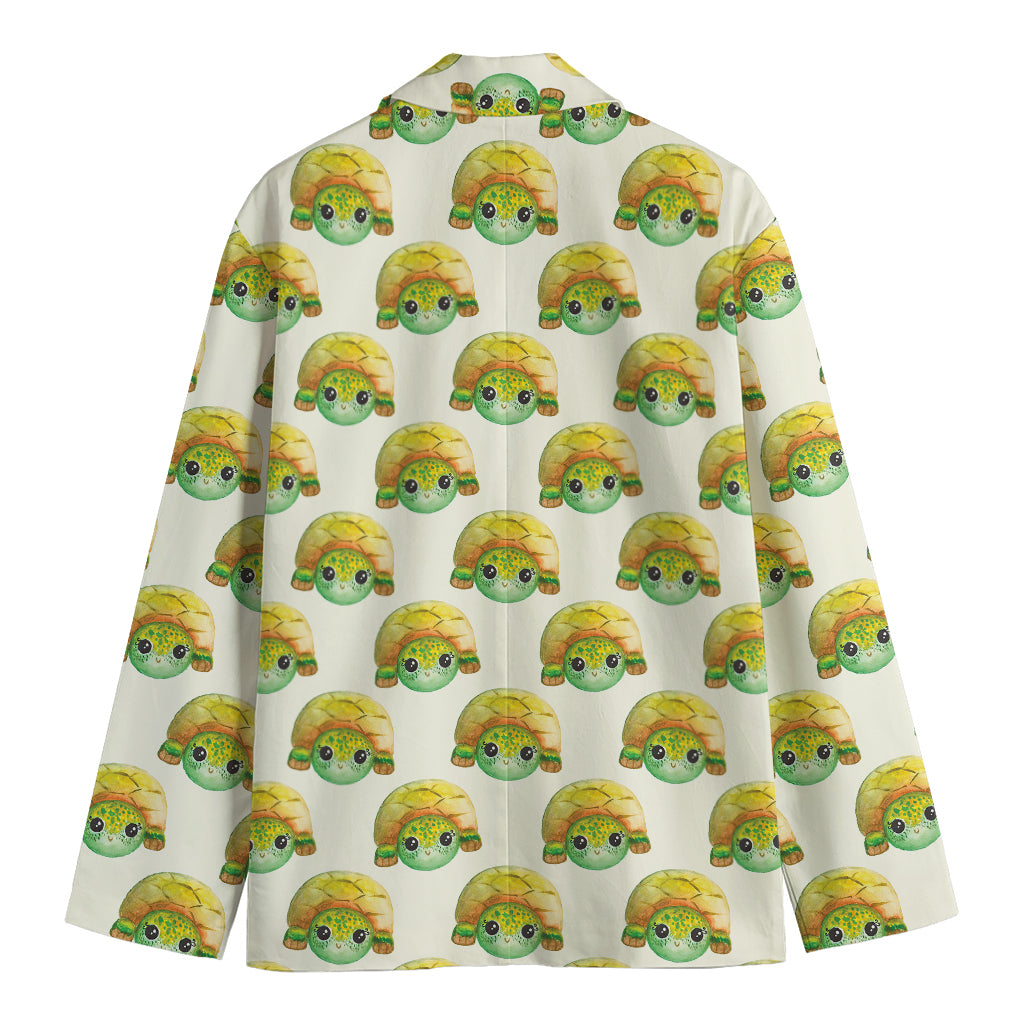 Watercolor Turtle Pattern Print Men's Cotton Blazer