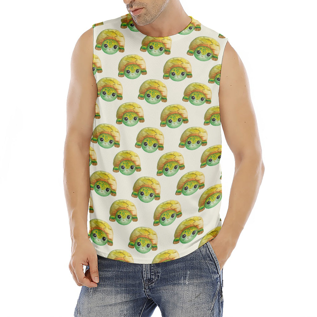 Watercolor Turtle Pattern Print Men's Fitness Tank Top