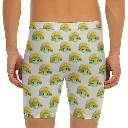 Watercolor Turtle Pattern Print Men's Long Boxer Briefs
