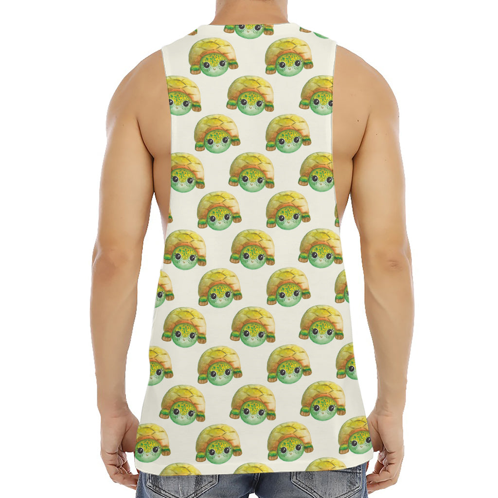 Watercolor Turtle Pattern Print Men's Muscle Tank Top