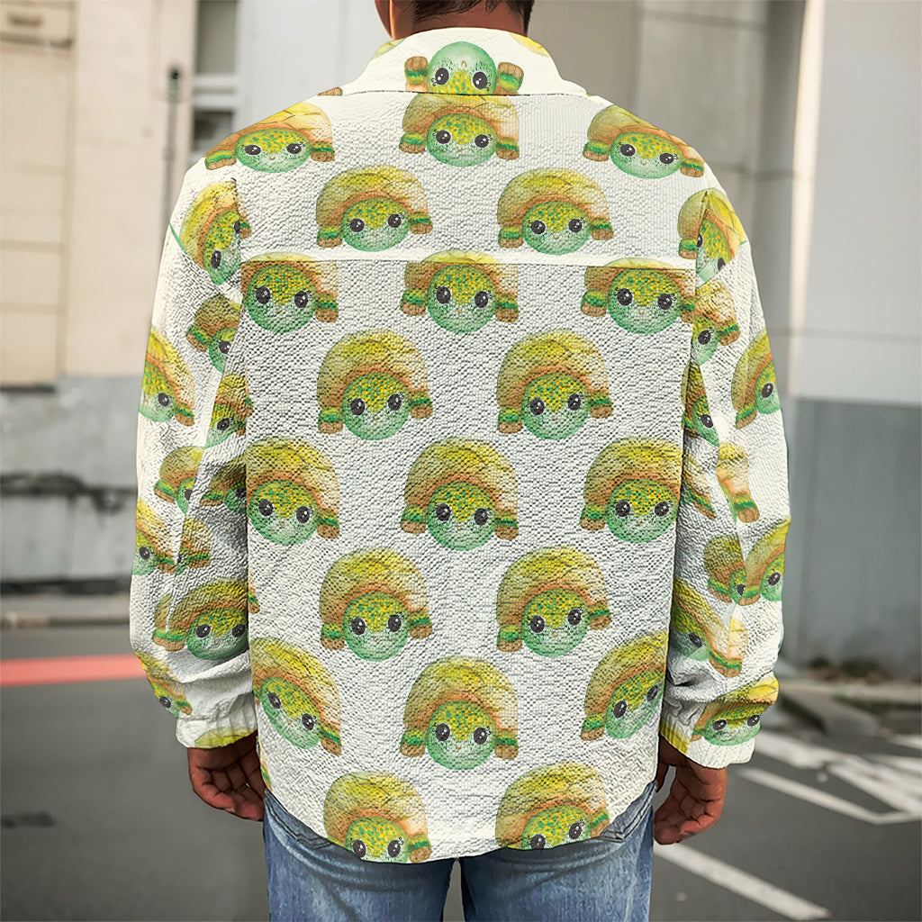 Watercolor Turtle Pattern Print Men's Shirt Jacket
