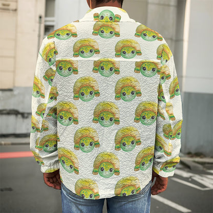 Watercolor Turtle Pattern Print Men's Shirt Jacket