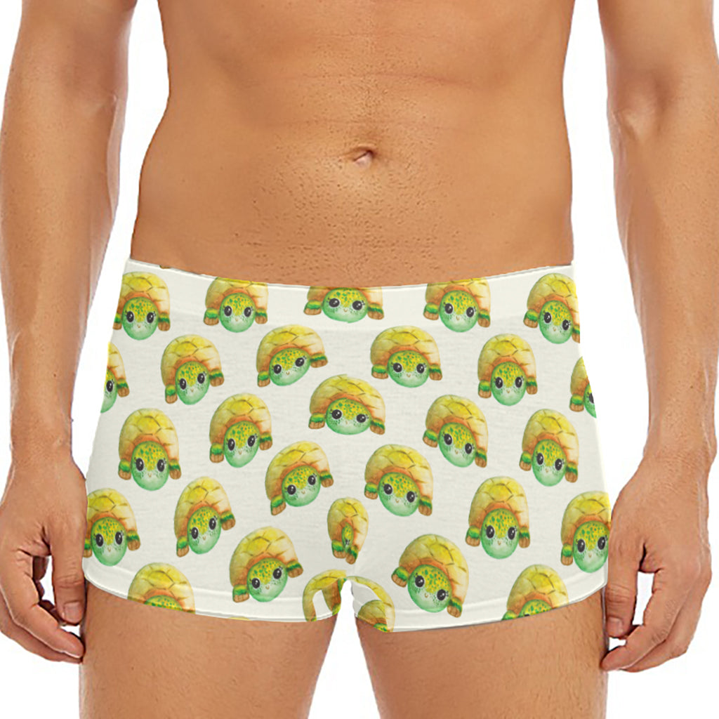 Watercolor Turtle Pattern Print Men's Short Boxer Briefs