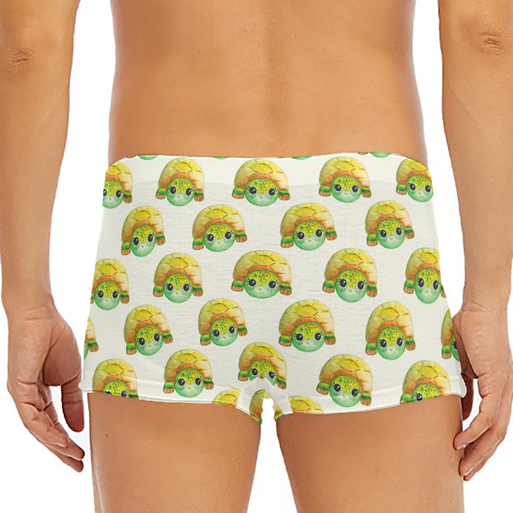 Watercolor Turtle Pattern Print Men's Short Boxer Briefs