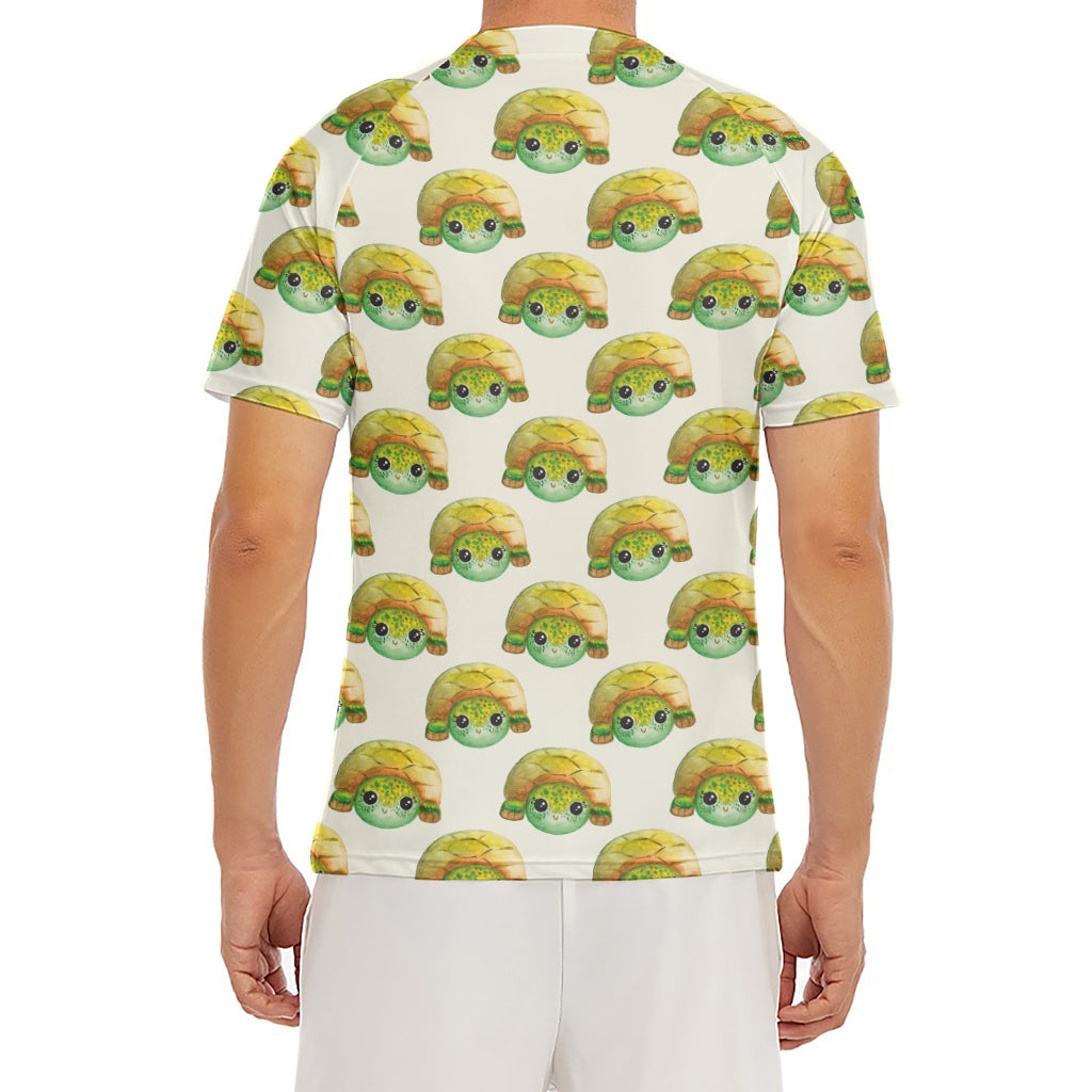 Watercolor Turtle Pattern Print Men's Short Sleeve Rash Guard
