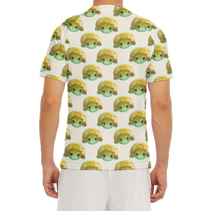 Watercolor Turtle Pattern Print Men's Short Sleeve Rash Guard