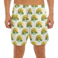 Watercolor Turtle Pattern Print Men's Split Running Shorts
