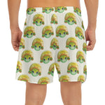 Watercolor Turtle Pattern Print Men's Split Running Shorts