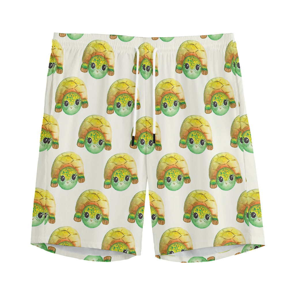 Watercolor Turtle Pattern Print Men's Sports Shorts