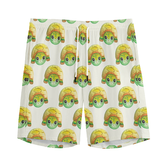Watercolor Turtle Pattern Print Men's Sports Shorts