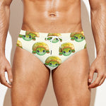 Watercolor Turtle Pattern Print Men's Swim Briefs