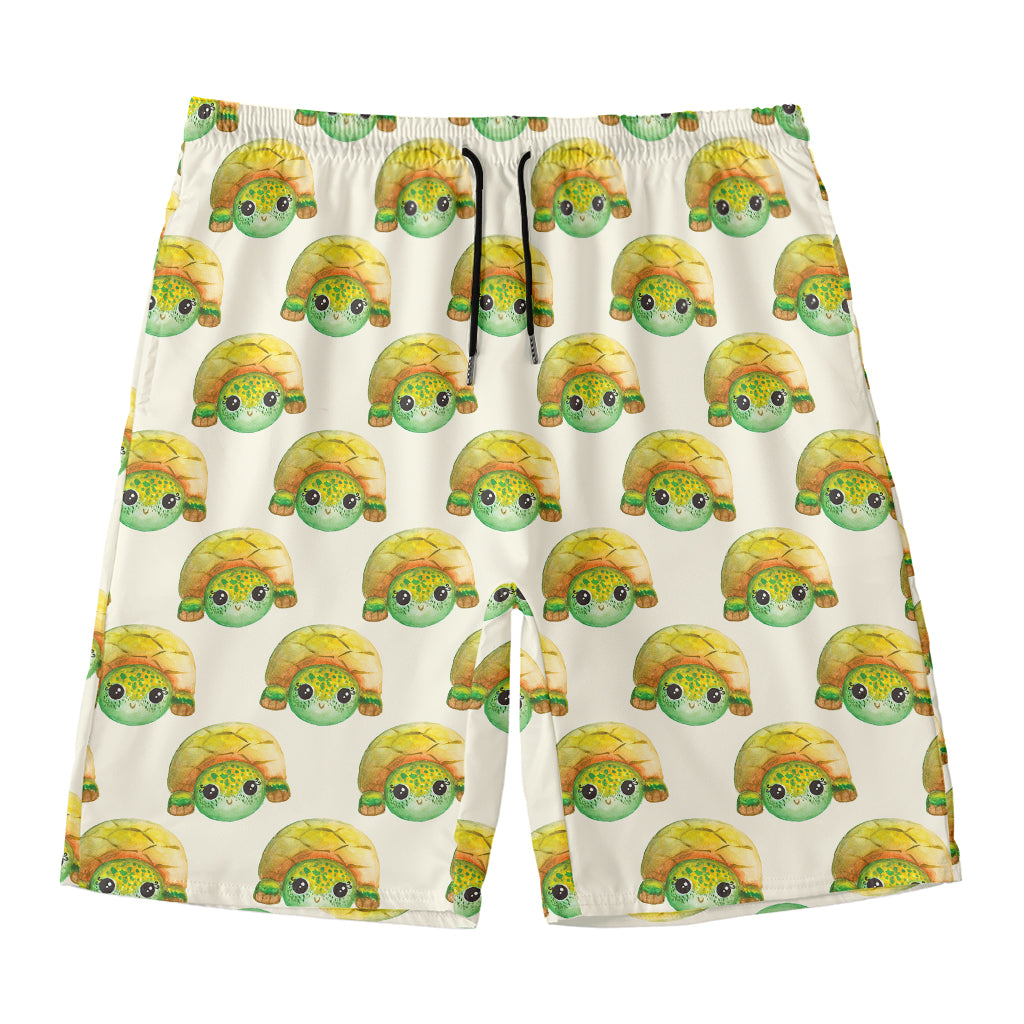 Watercolor Turtle Pattern Print Men's Swim Trunks