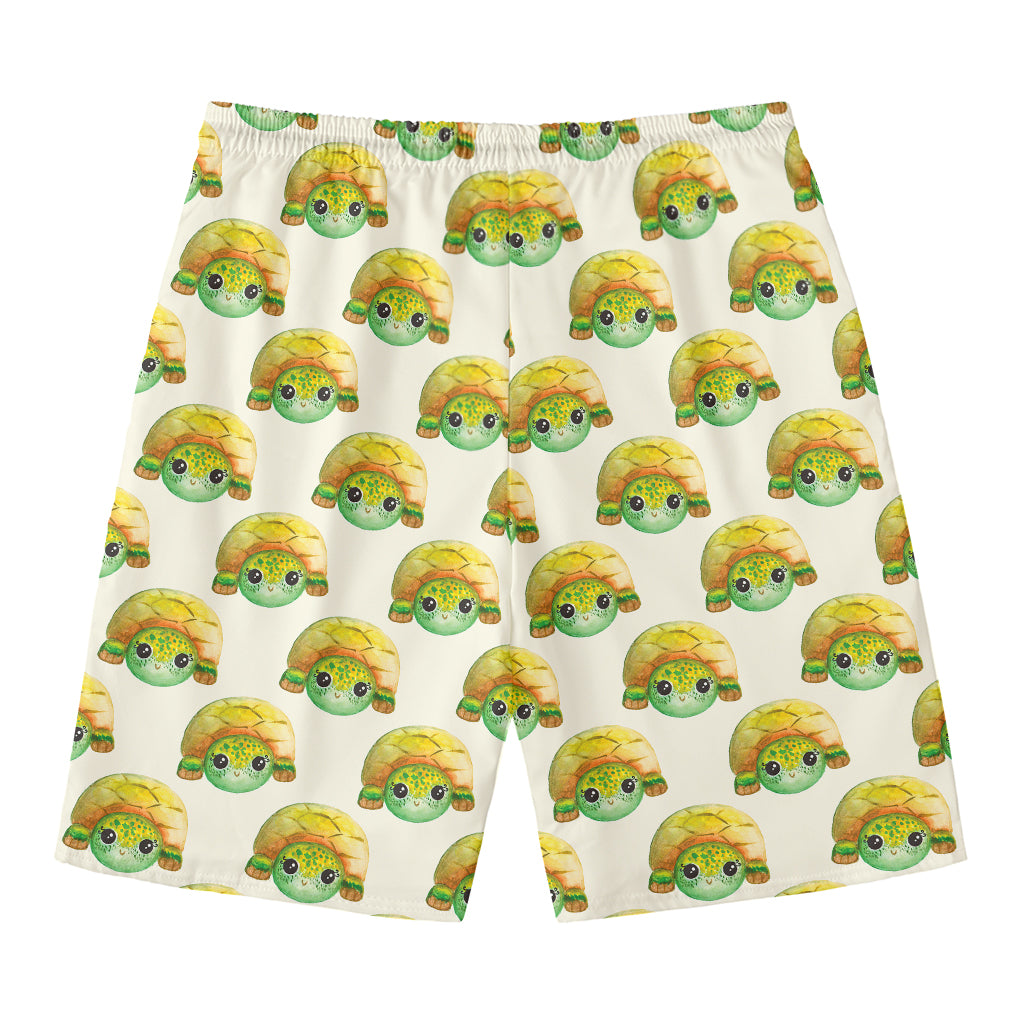 Watercolor Turtle Pattern Print Men's Swim Trunks