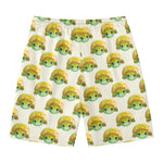 Watercolor Turtle Pattern Print Men's Swim Trunks