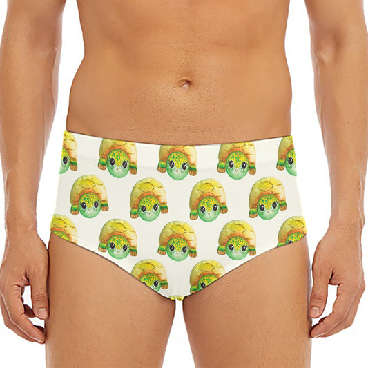 Watercolor Turtle Pattern Print Men's Triangle Swim Briefs