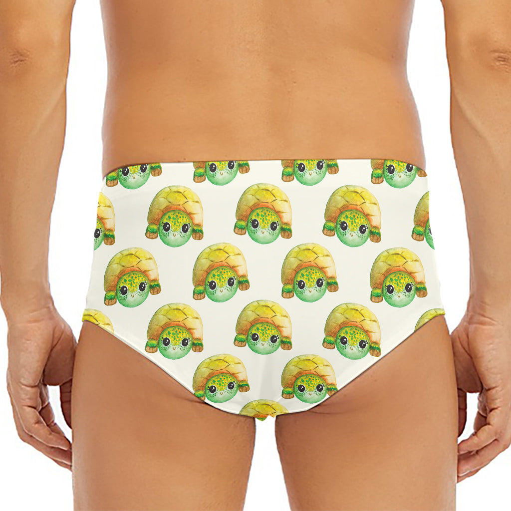 Watercolor Turtle Pattern Print Men's Triangle Swim Briefs