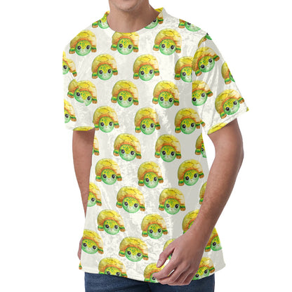 Watercolor Turtle Pattern Print Men's Velvet T-Shirt