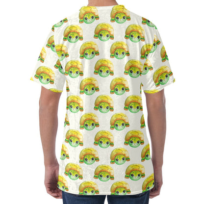 Watercolor Turtle Pattern Print Men's Velvet T-Shirt