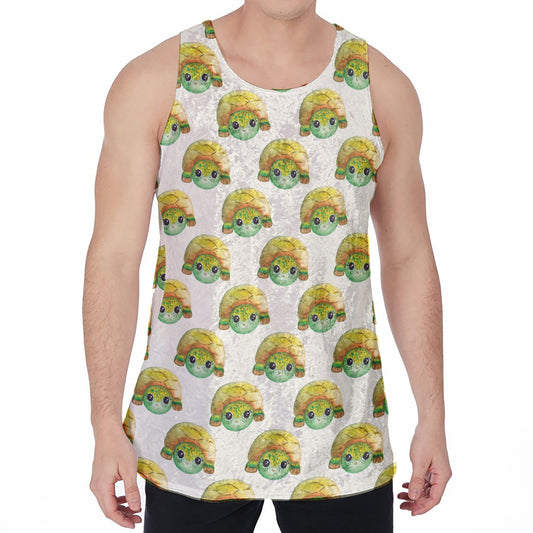 Watercolor Turtle Pattern Print Men's Velvet Tank Top