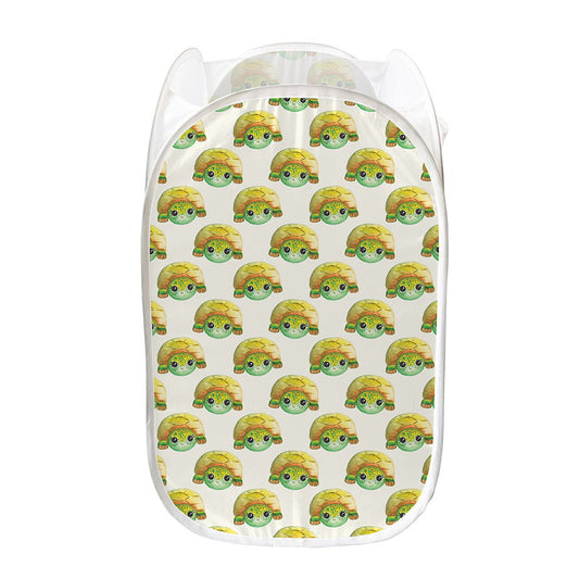 Watercolor Turtle Pattern Print Mesh Laundry Hamper